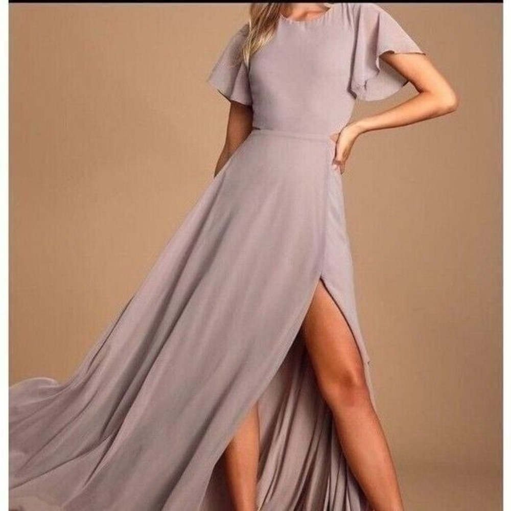 Lulu's Dress Purple  Garden Bliss Dusty Lavender Cutout Maxi Dress Size Large